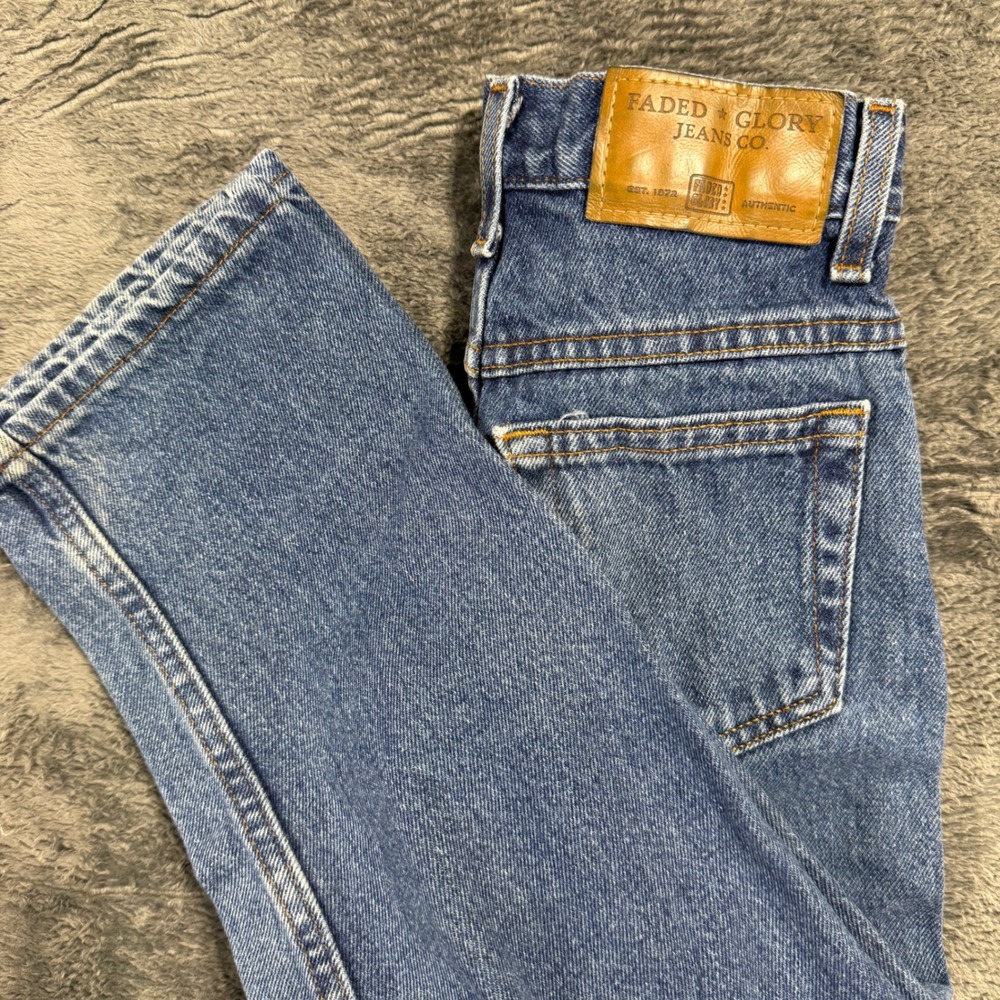 Faded Glory Regular Fit Straight Leg Blue Denim‎ Jeans Size 8 Reg 100% Cotton
